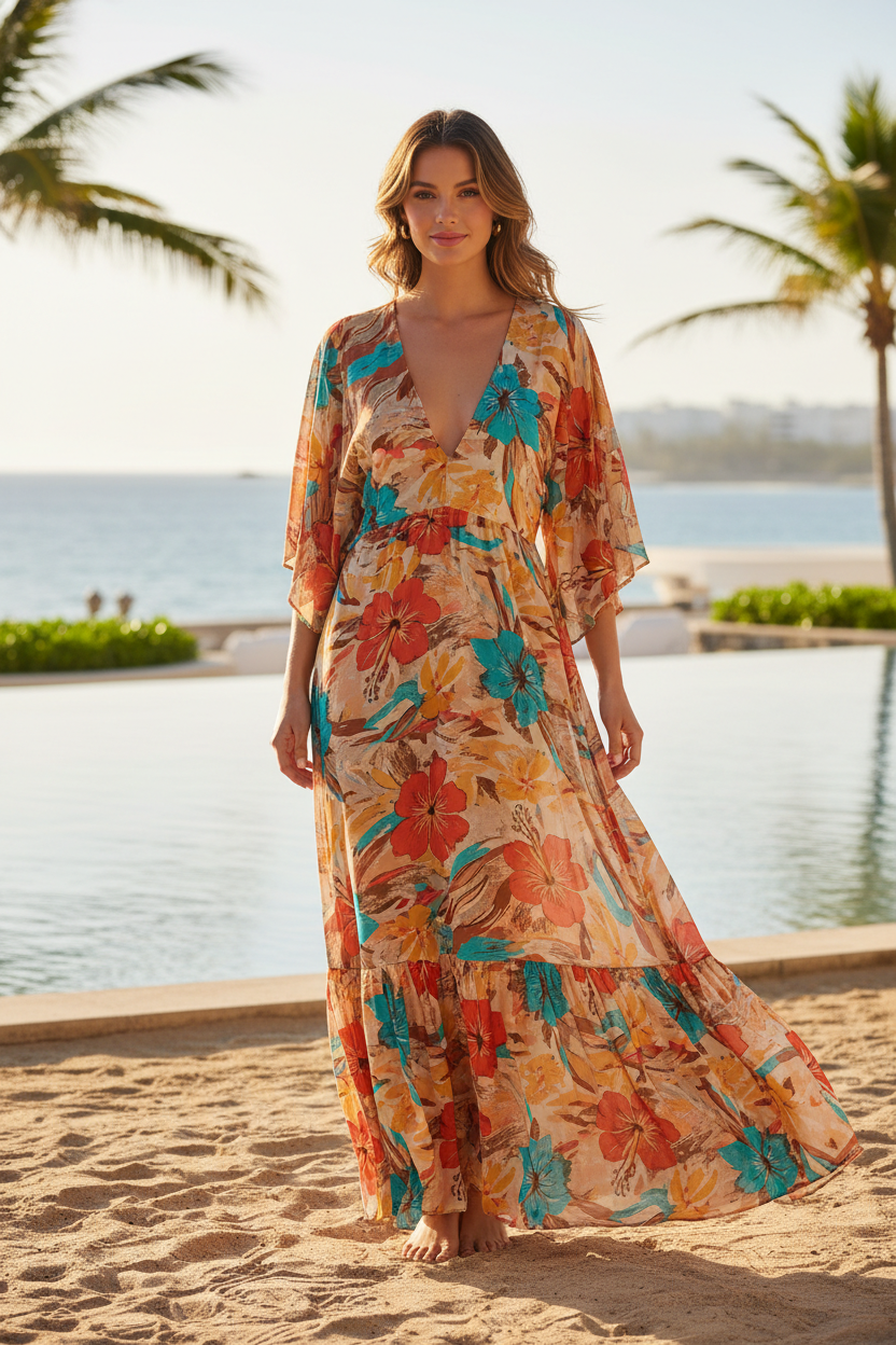 Holiday Print Maxi Dress